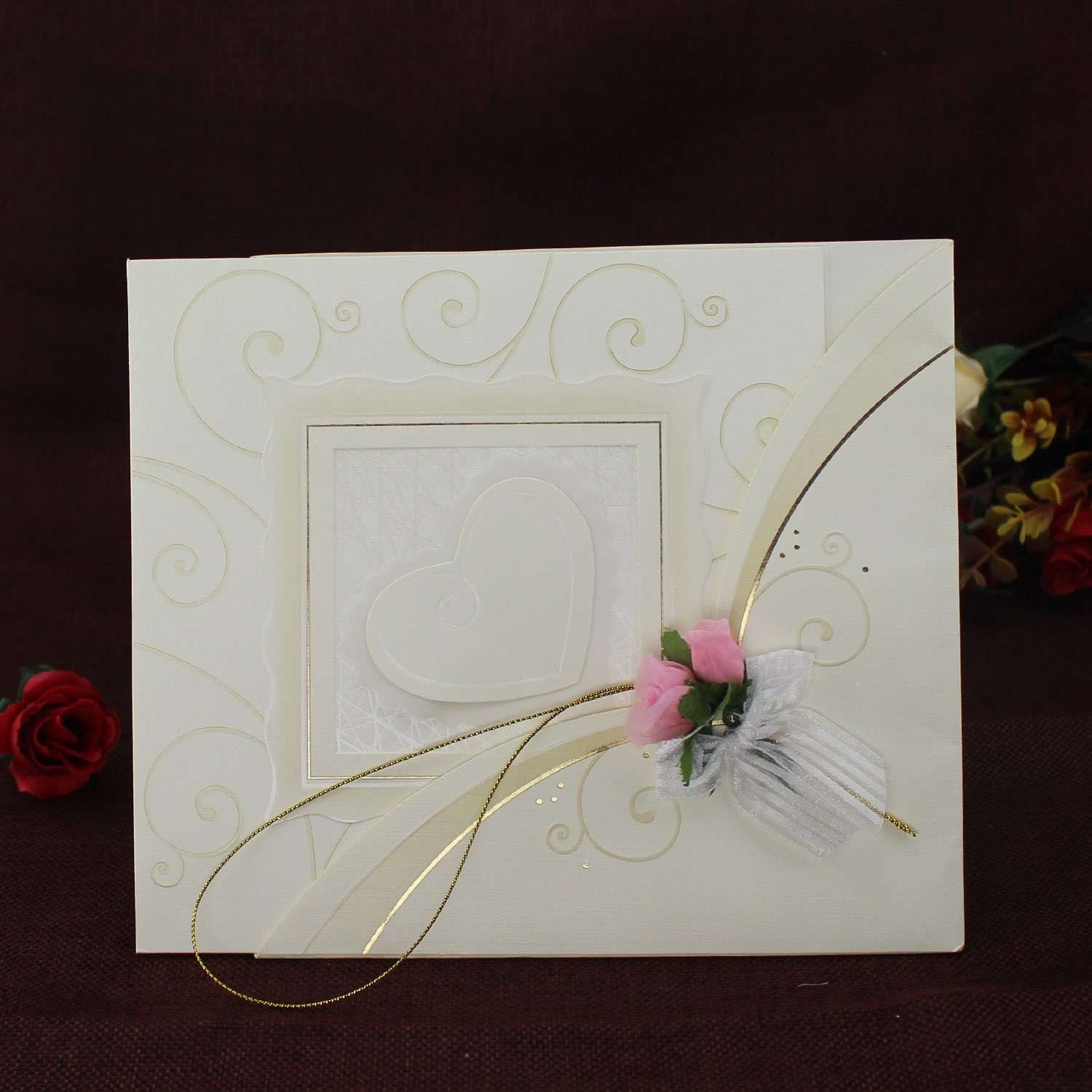 Ivory Invitation Half Fold Card Wedding Invitation Card Customized 